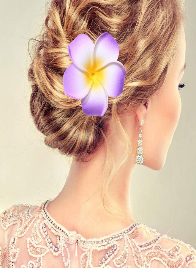 CBLUO Flower Hair Clips Hawaiian Hawaii Hair Clip Set Plumeria Hibiscus Barrettes Women Girls Baby Foam Wedding Vacation Beach Party Decorations Cosplay Costume Handmade Hair Accessories Plumeria 16 Pack - Image 4