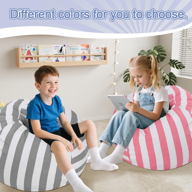 COMAX Bean Bag Chair for Kids, Kid Beanbag Chair Cute, Cotton Canvas Lazy Chair with Shredded Foam Filling, Stuffed Floor Sofa Couch for Boys and Girls, Grey - Image 4