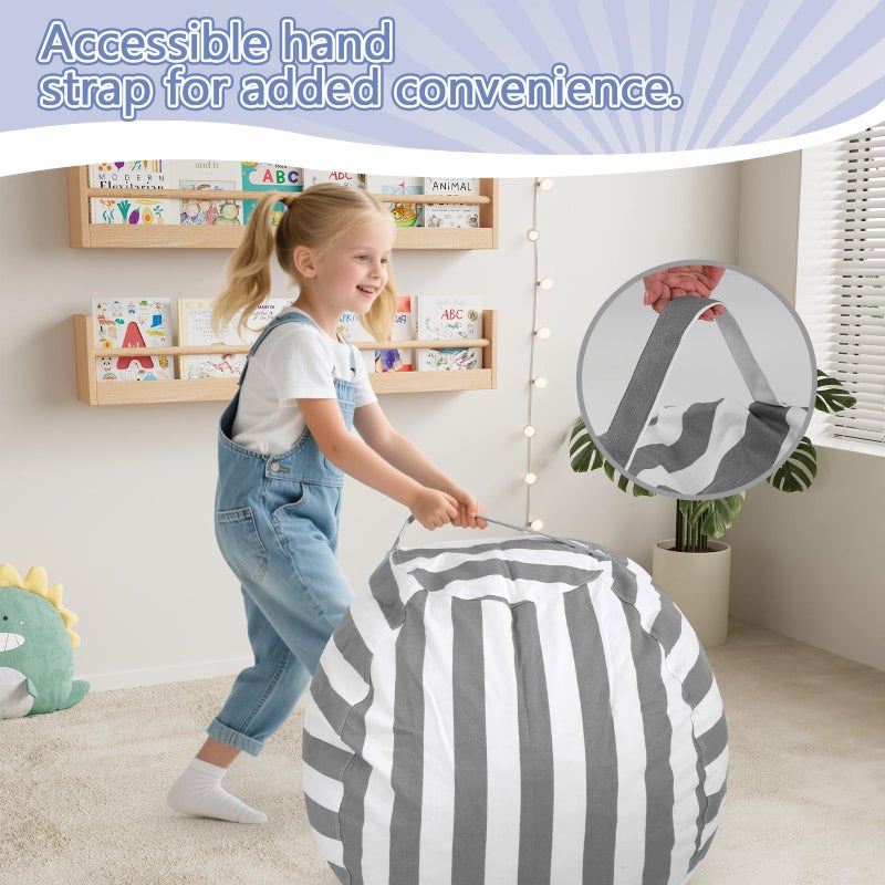 COMAX Bean Bag Chair for Kids, Kid Beanbag Chair Cute, Cotton Canvas Lazy Chair with Shredded Foam Filling, Stuffed Floor Sofa Couch for Boys and Girls, Grey - Image 3