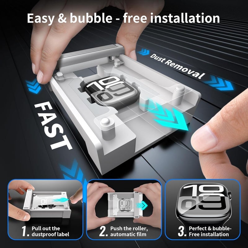 KASTWAVE 2 Pack Screen Protector for Apple Watch Series 10 46mm with Auto-Alignment Kit, HD Clarity, Scratch-Resistant, Anti-Fingerprint, Bubble-Free, Easy Installation, Ceramic Microcrystalline Film - Image 5
