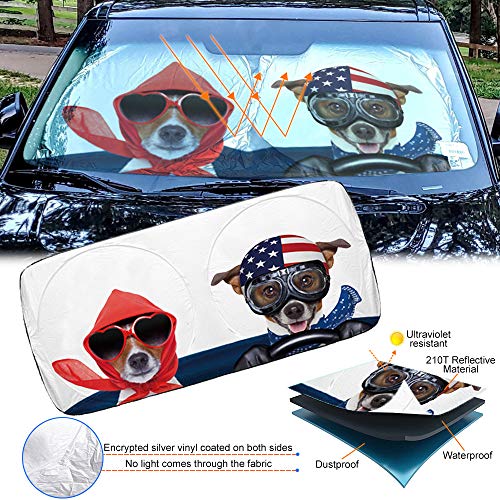 2win2buy Car Sun Shade for Windshield Cute, Car Front Window Shades Funny Windshield Sun Shade Cover Foldable Cartoon Cool Sun Visor Shield for Most Sedans Protect Your Vehicle from UV Heat - Image 3