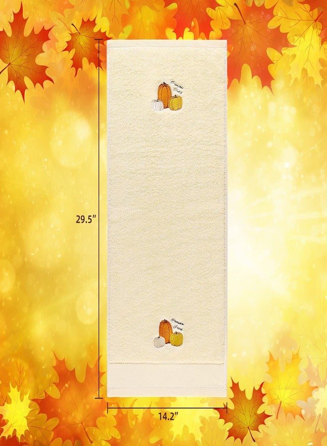 Quera 2 Pack Pumpkin Thanksgiving Hand Towels Embroidered Premium Luxury Decor Fall Bathroom Decorative Dish Set for Drying, Cleaning, Cooking, Autumn 13.7'' x 29.5'',White,Be Thankful. - Image 3