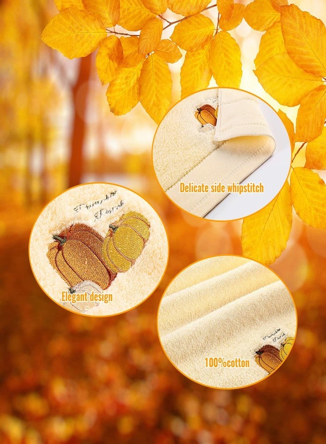 Quera 2 Pack Pumpkin Thanksgiving Hand Towels Embroidered Premium Luxury Decor Fall Bathroom Decorative Dish Set for Drying, Cleaning, Cooking, Autumn 13.7'' x 29.5'',White,Be Thankful. - Image 4
