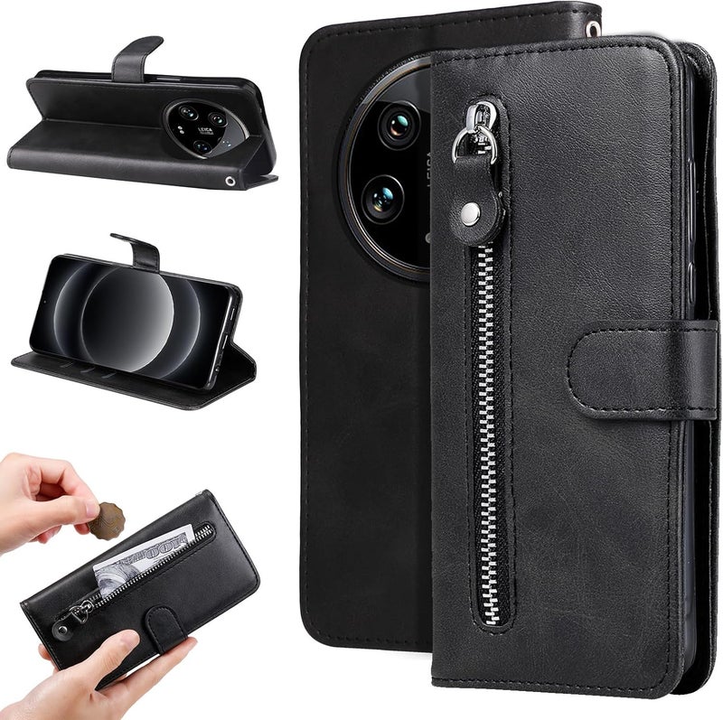 Wallet Case for XiaoMi 15/15Pro/15Ultra,All-Inclusive Protection Magnetic Closure Phone Cover with Card Slots Shockproof Flip Folio Leather Cover (15Ultra,Black) - Image 4
