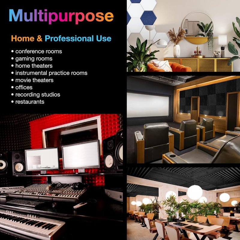 Fstop Labs Acoustic Foam Panels 0.4" X 12" X 12" Acoustic Panels Sound Panels Soundproofing Insulation Bevled Edge Tiles, Acoustic Treatment Used in Home & Offices, 9 Blocks Square - Image 5