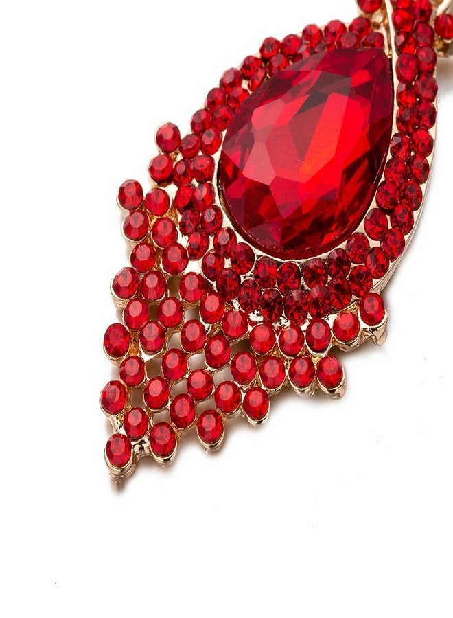 YINLI Long Full Red Rhinestone Crystal Dangle Chandelier Drop Earrings Fashion Jewelry (Style04) - Image 4