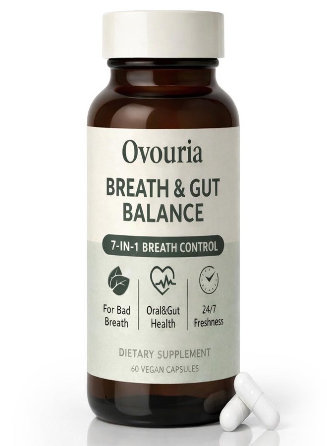 Peehss Ovouria Breath and Gut Balance, 7-in-1 Advanced Formula with Magnesium Citrate, Zinc Gluconate, Probiotic Blend, Fresh Breath, Chronic Halitosis & Gut Health, 60 Capsules - Image 1