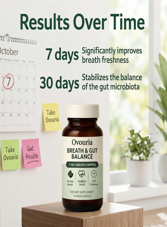 Peehss Ovouria Breath and Gut Balance, 7-in-1 Advanced Formula with Magnesium Citrate, Zinc Gluconate, Probiotic Blend, Fresh Breath, Chronic Halitosis & Gut Health, 60 Capsules - Image 5
