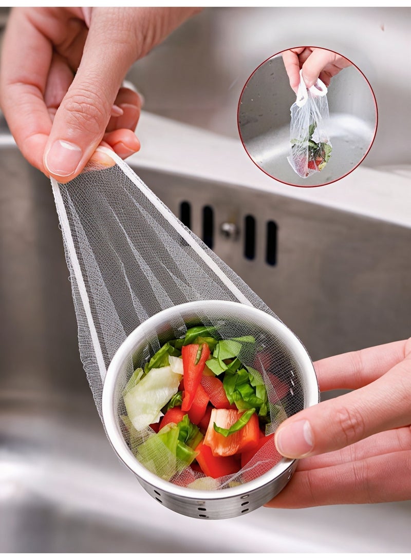Baraka 200Pcs Disposable Mesh Sink Strainer Bags – Kitchen Sink Filter Garbage Bags – Elastic Strainer Net Bags for Drain – Anti-Clogging Mesh Filter Bags for Sink Drainage - Image 1