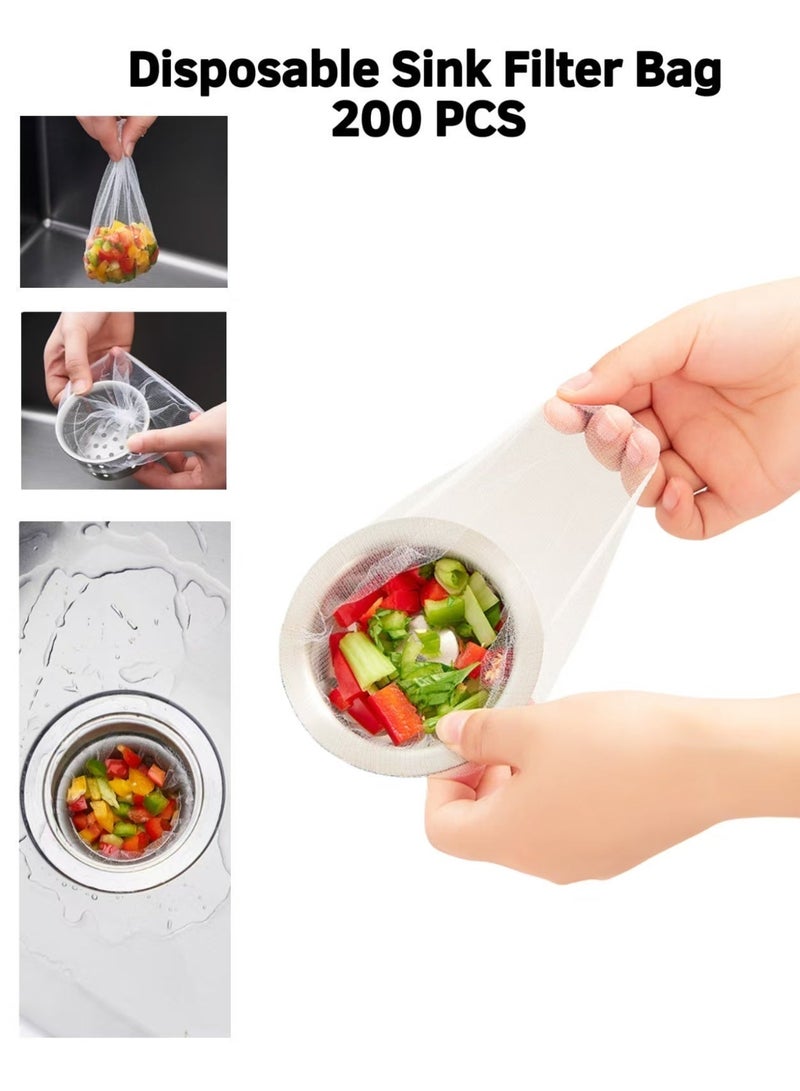 Baraka 200Pcs Disposable Mesh Sink Strainer Bags – Kitchen Sink Filter Garbage Bags – Elastic Strainer Net Bags for Drain – Anti-Clogging Mesh Filter Bags for Sink Drainage - Image 4