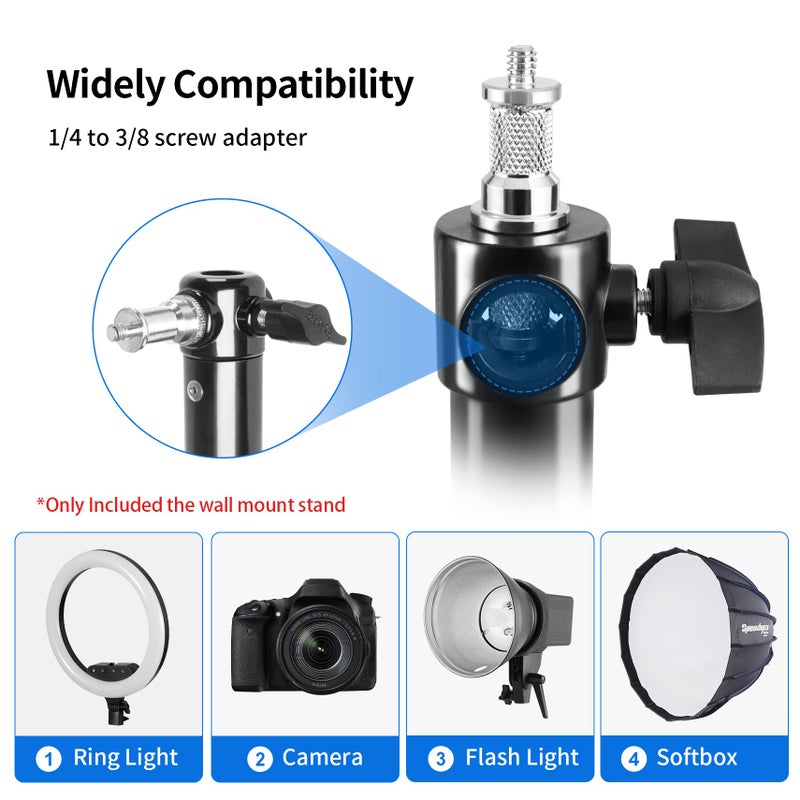 Selens Wall Mount Boom Arm with Triangle Base, Max Length 51inches/130cm Adjustable Camera Mount Up to 4.26ft for Photography Studio Video Strobe Flash, Ring Light, Softbox, Umbrella Reflector etc. - Image 4