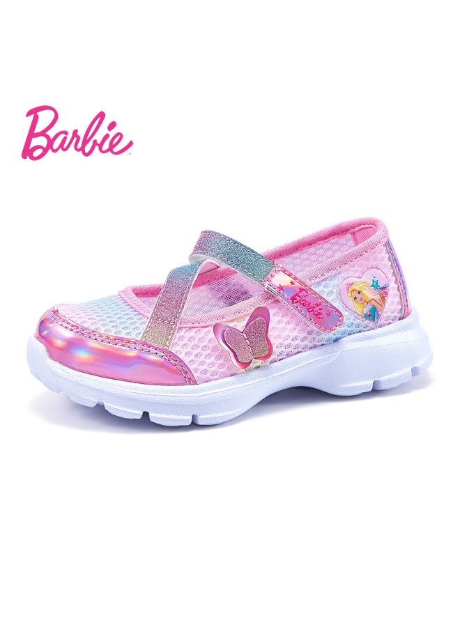 Barbie أحذية باربي للأطفال، أحذية صيفية ضحلة من الشبك، أحذية ماري جين بأسلوب الأميرة للبنات D01، الحجم 29، وردي - Image 3