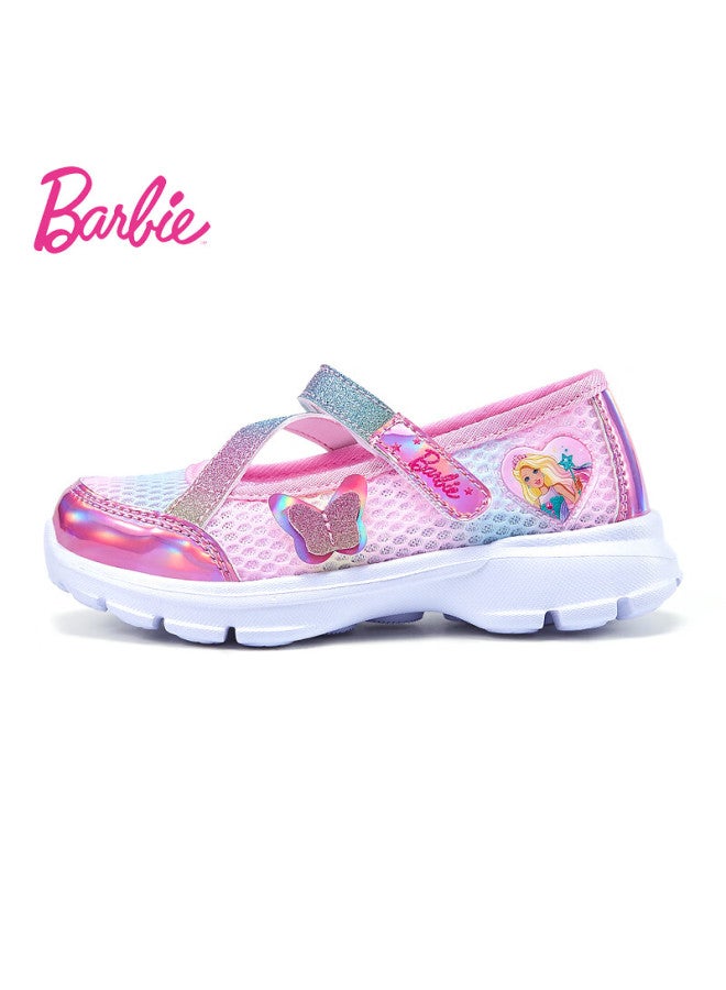 Barbie أحذية باربي للأطفال، أحذية صيفية ضحلة من الشبك، أحذية ماري جين بأسلوب الأميرة للبنات D01، الحجم 29، وردي - Image 5