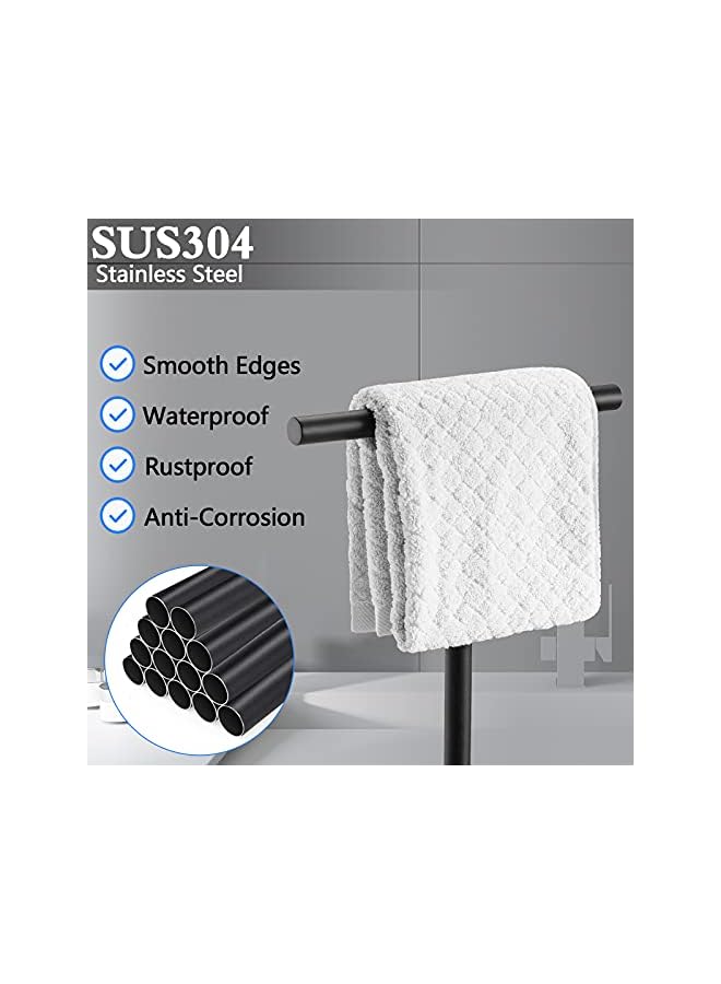 promass 1 Pack Bath Hand Towel Holder Standing, SUS304 Stainless Steel Matte Black T-Shape Towel Bar Rack Stand, Tower Bar for Bathroom Kitchen Vanity Countertop - Image 2