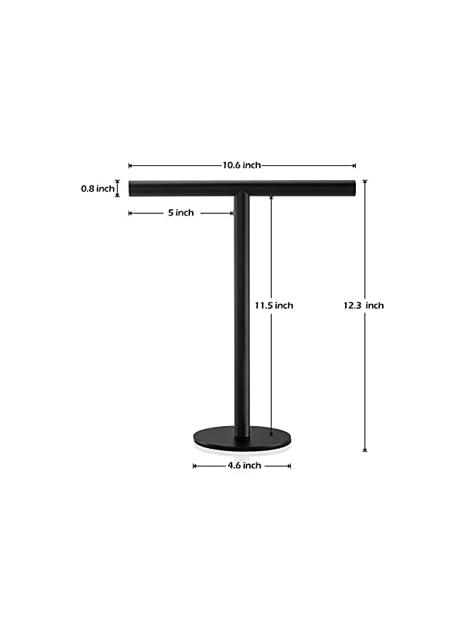 promass 1 Pack Bath Hand Towel Holder Standing, SUS304 Stainless Steel Matte Black T-Shape Towel Bar Rack Stand, Tower Bar for Bathroom Kitchen Vanity Countertop - Image 3