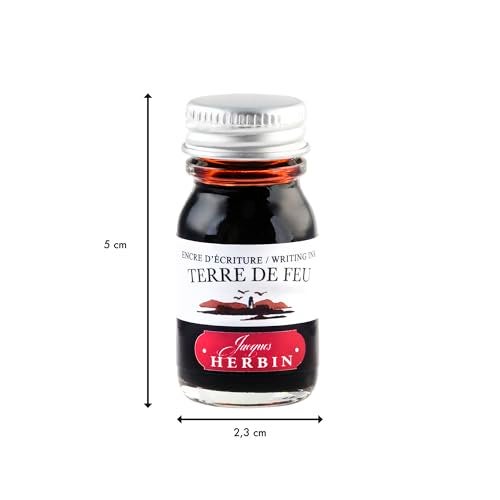 Jacques Herbin Ink Bottle - Terre de Feu - 10ML - Brown Dye-Based Ink - Glass Bottle - Image 2