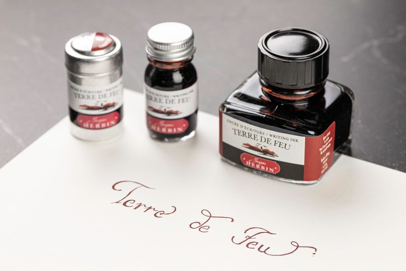 Jacques Herbin Ink Bottle - Terre de Feu - 10ML - Brown Dye-Based Ink - Glass Bottle - Image 4