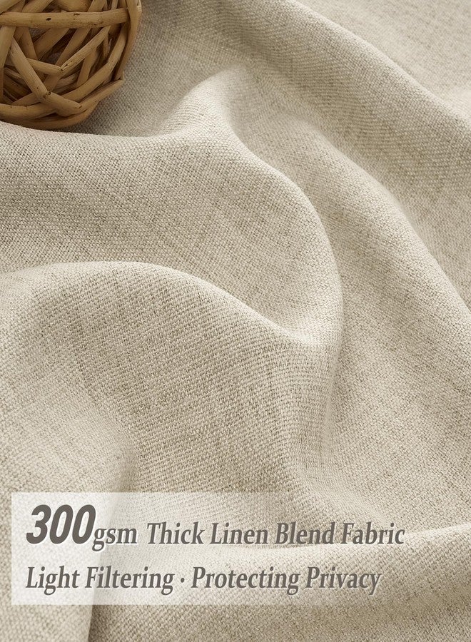 PleatedDrapes Taupe Pinch Pleated Sheer Curtains 92 Inch Curtains 2 Panels Set for Dining Room, Rustic Farmhouse Natural Linen Privacy Curtain with Ceiling Track for Sunroom 90-92 Inch Windows Drapes Warm Beige - Image 3