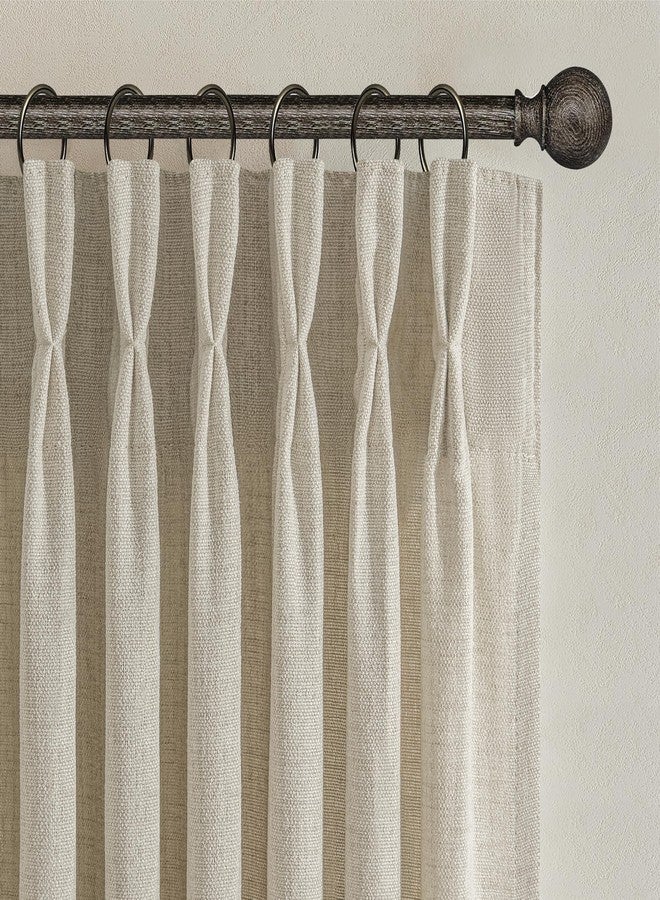 PleatedDrapes Taupe Pinch Pleated Sheer Curtains 92 Inch Curtains 2 Panels Set for Dining Room, Rustic Farmhouse Natural Linen Privacy Curtain with Ceiling Track for Sunroom 90-92 Inch Windows Drapes Warm Beige - Image 2
