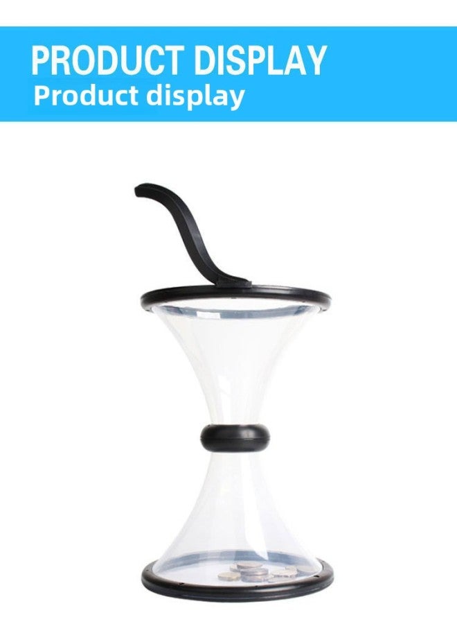 Direct Rotating Piggy Bank Whirlwind Piggy Bank Decompression Whirlpool Funnel Transparent Turn Coin Bucket-Color:Black - Image 3