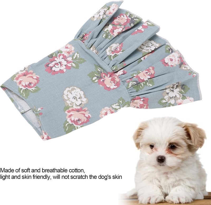 Pet Floral Dress Cotton Dog Sundress Breathable, Lightweight, Soft Material for Daily Wear and Party - Easy Hook and Loop Design, Comfortable Fit for Dogs (M) - Image 2