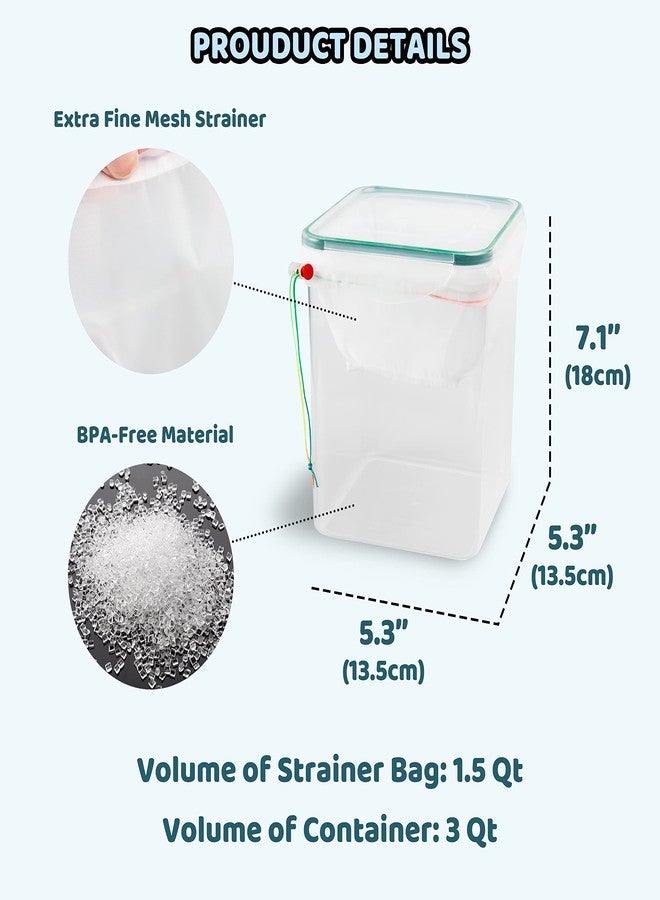 JoyMech Greek Yogurt Strainer, 1.5 Quart Greek Yogurt Maker with Extra Fine Mesh Strainer Bag, BPA-Free, Makes Thick Creamy Greek Yogurt - Image 3