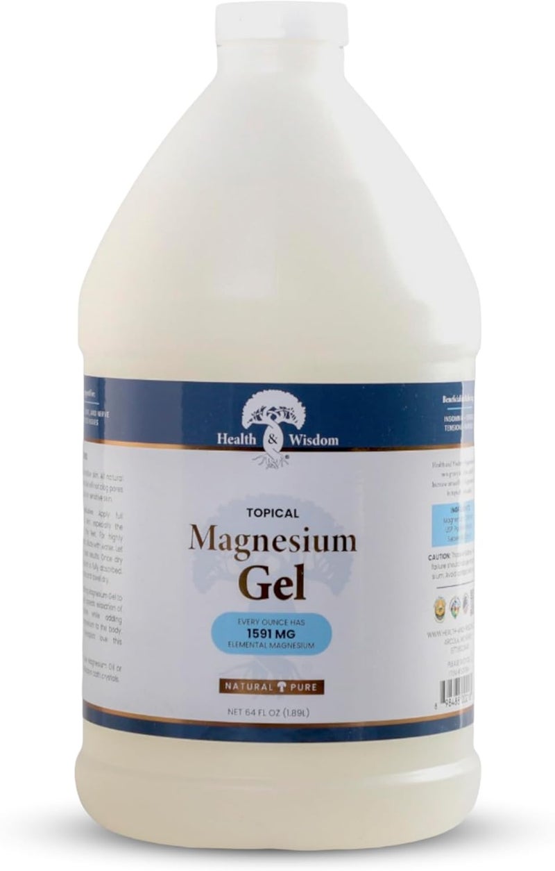 Health and Wisdom Topical Magnesium Gel with Seaweed Extract - 64 Fl Oz - Image 1