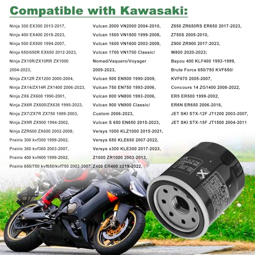 FHSJXR 2PCS 16097-0008 Oil Filter for Kawasaki Ninja 400 650 300 500 ZX6R ZX10R Z650 Vulcan 900 1500 1700 2000 800 650 750 Versys 650 X300 1000 W800 Prairie 400 360 300 Bayou 400 Z1000 Z900 Z800 Z750 - Image 4