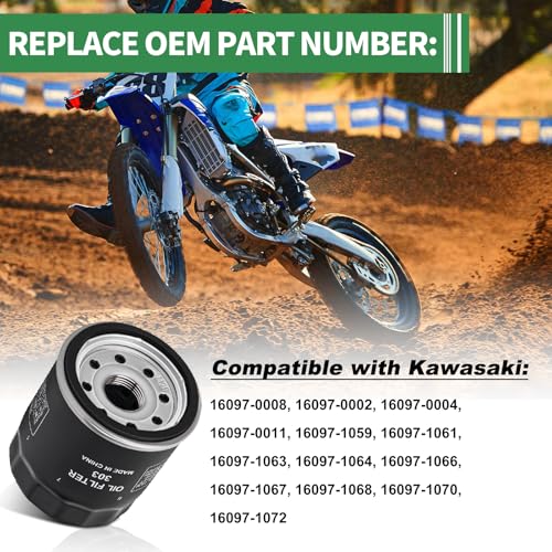 FHSJXR 2PCS 16097-0008 Oil Filter for Kawasaki Ninja 400 650 300 500 ZX6R ZX10R Z650 Vulcan 900 1500 1700 2000 800 650 750 Versys 650 X300 1000 W800 Prairie 400 360 300 Bayou 400 Z1000 Z900 Z800 Z750 - Image 3
