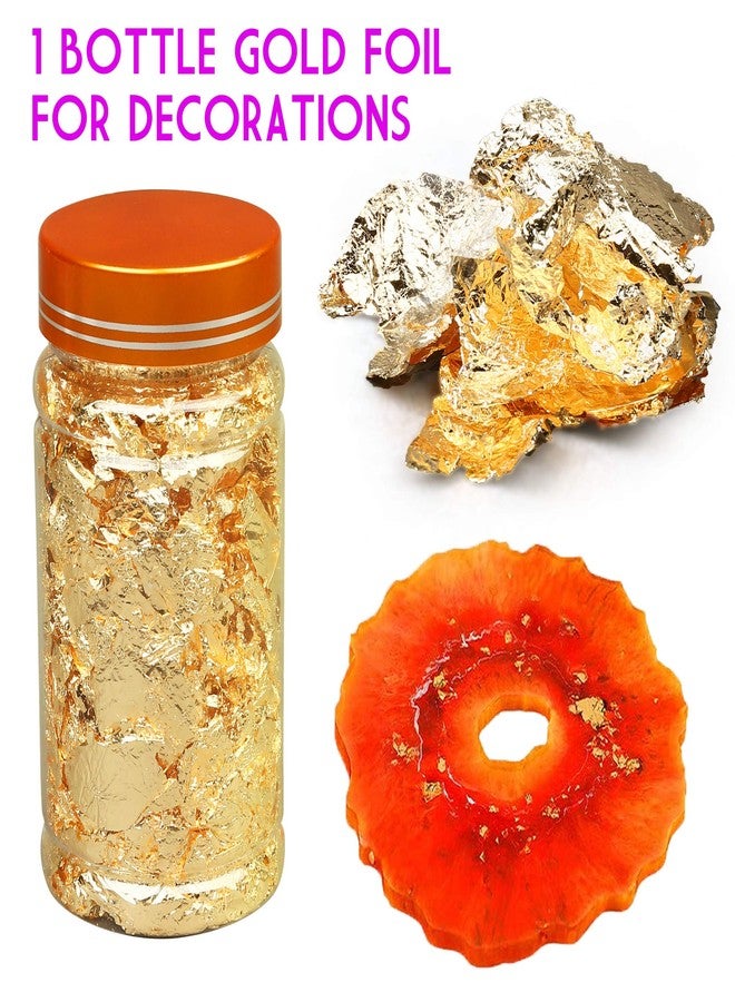 LotFancy Epoxy Resin Molds Set - 2 pcs 5" Irregular Round Flower Coaster, 1 pcs 9.5"x4.25" Glass Holder, with Gold Foil and Stirrers, DIY Silicone Wine Reck Mold - Image 4