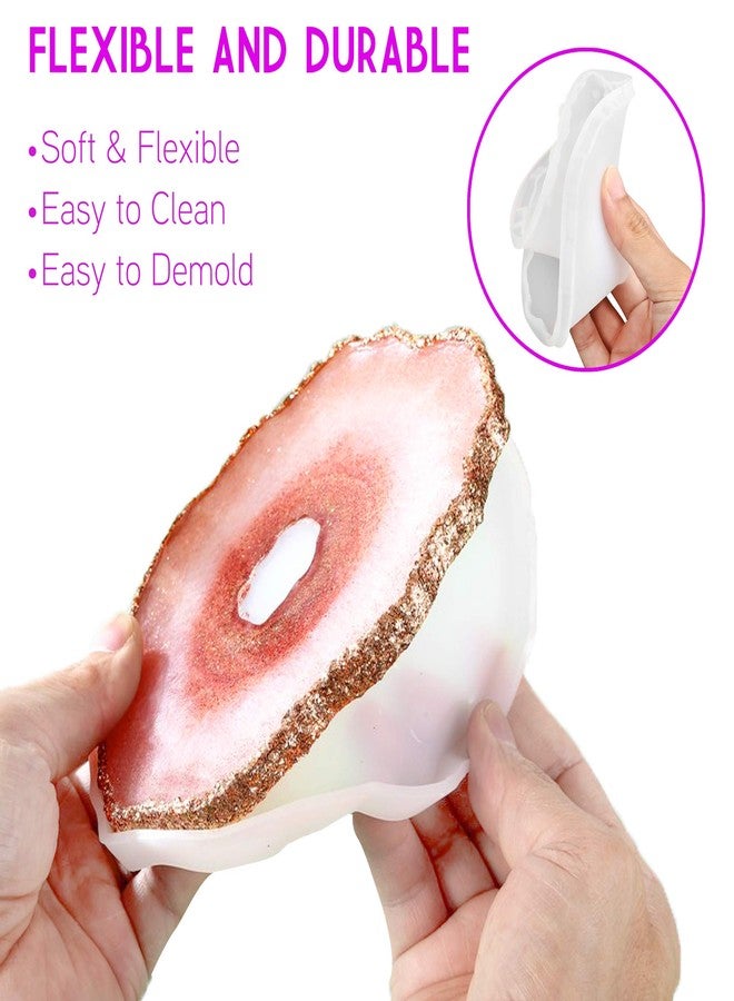 LotFancy Epoxy Resin Molds Set - 2 pcs 5" Irregular Round Flower Coaster, 1 pcs 9.5"x4.25" Glass Holder, with Gold Foil and Stirrers, DIY Silicone Wine Reck Mold - Image 3