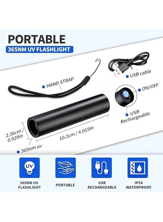 30W 365nm UV Flashlight USB Rechargeable - Powerful Black Light for Jewelry Authentication & Pet Urine Detection - Mini Ultraviolet Detector for Cat Dog Stains, Scorpion, Bed Bug - Image 2