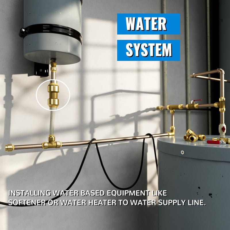 SUNGATOR 3/4 Inch Coupling, Push Pex Fittings 3/4 Inch, No Lead Brass Push-to-Connect Plumbing Fittings for Pex Pipe, Copper, CPVC, with 1 Disconnect Clip, Pack of 12 - Image 4