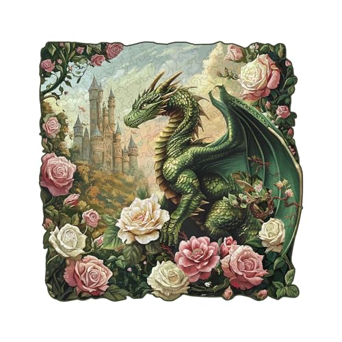 Purdicra Wooden Puzzles for Adults Dragon and Flowers Wooden Jigsaw Puzzle Unique Animal Shaped Wood Puzzles Adult Christmas Birthday Gifts for FriendsFamily Home Decor 83 84in 100pcs - Image 1
