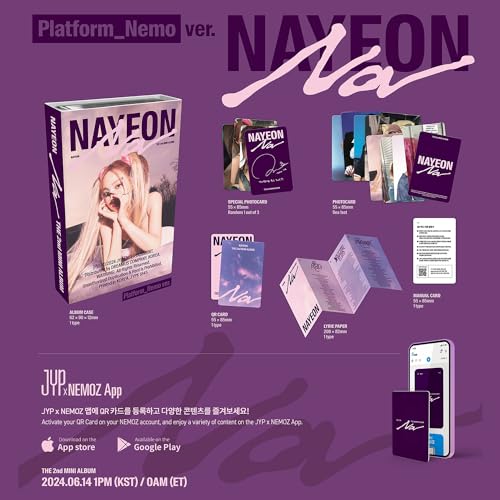 JYP Ent. NAYEON - 2nd Mini album [NA] (Platform_Nemo Ver.) Album Case + Special Photocard + Photocard + QR Card + Lyric Paper + Manual Card + 2 Extra Photocards - Image 2