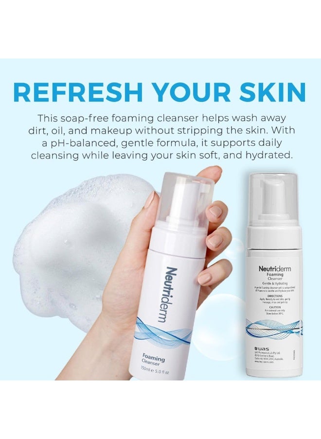 نيوتري ديرم غسول الوجه الرغوي نيوتريديرم للبشرة الجافة: منظف الوجه فائق الترطيب مع النياسيناميد وفيتامين ج ورغوة التنظيف بروفيتامين ب5 - غسول الوجه يزيل المكياج والشوائب - 150 مل - Image 5