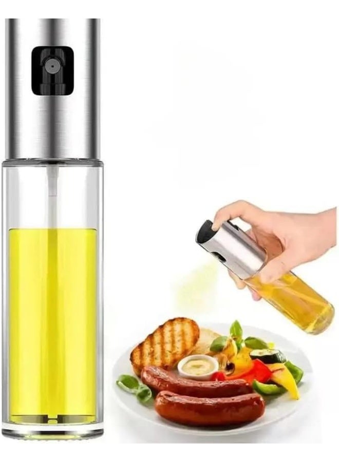 Portable Mini Round Edible Oil Spray Bottle For Easy Control The Oil While Cooking- Silver - Image 2