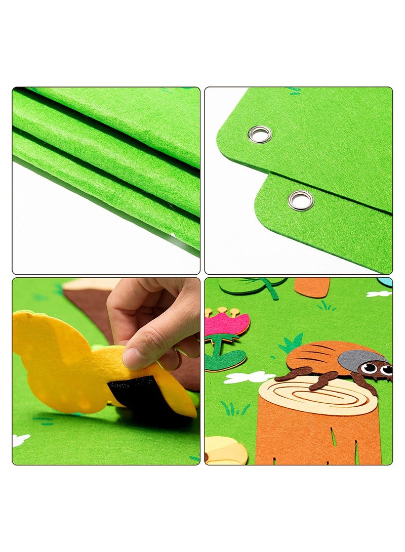 Insect Teaching Felt Board Story Set, 45Pcs Preschool Bug Animals, Caterpillar, Bee, erfly, Dragonfly, Storytelling Flannel Early Learning Play Kit, Wall Hanging Gift for Toddlers, 3.5 Ft (Green) - Image 3