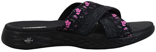 SKECHERS سكيشرز حذاء نسائي أون ذا جو 600 - بلومز ش sandal, أسود/وردي فاقع, 11 M US - Image 5