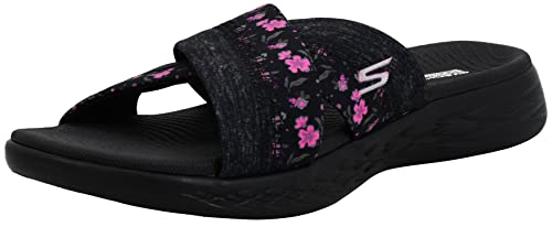 SKECHERS سكيشرز حذاء نسائي أون ذا جو 600 - بلومز ش sandal, أسود/وردي فاقع, 11 M US - Image 1