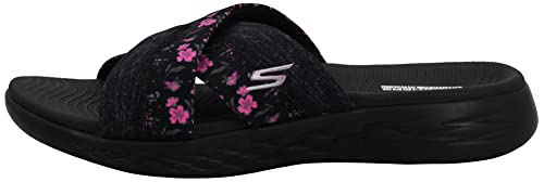 SKECHERS سكيشرز حذاء نسائي أون ذا جو 600 - بلومز ش sandal, أسود/وردي فاقع, 11 M US - Image 4