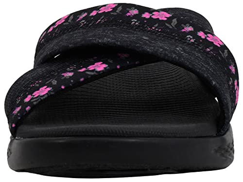 SKECHERS سكيشرز حذاء نسائي أون ذا جو 600 - بلومز ش sandal, أسود/وردي فاقع, 11 M US - Image 2
