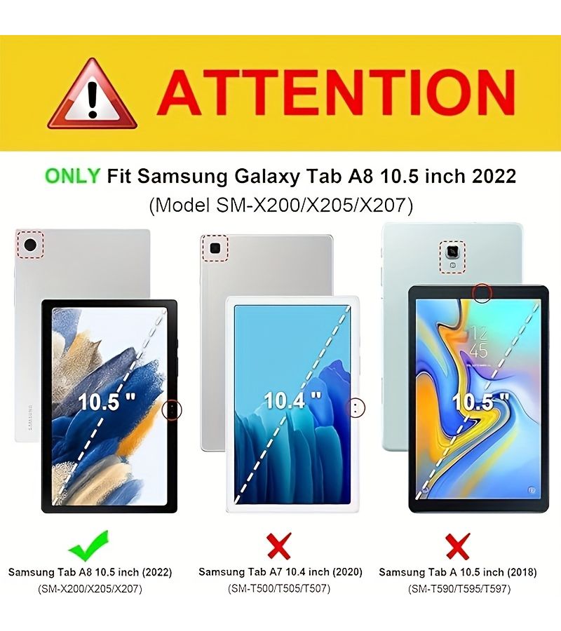 لجهاز Samsung Tab A8 10.5 X200 X205 X207 2022، حافظة خفيفة الوزن ومقاومة للصدمات من مادة EVA مع حامل، باللون الأبيض المائل للصفرة - Image 3
