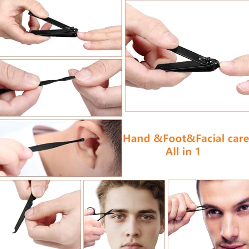 Aceoce Manicure set Men Personal Care Tools Accessories Finger and Toe Nail Clippers Kit Professional Manicure Pedicure Kit With Travel Case Nail Grooming Kit Present for Men Husband Boyfriend Parent - Image 3