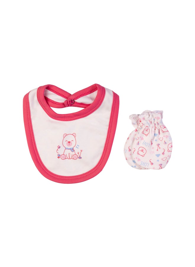 Babies Basic 5 Piece Unisex 100% Cotton Gift Set Include Bib, Romper, Mittens, Cap And Sleepsuit/Jumpsuit- Teddy  - Image 5