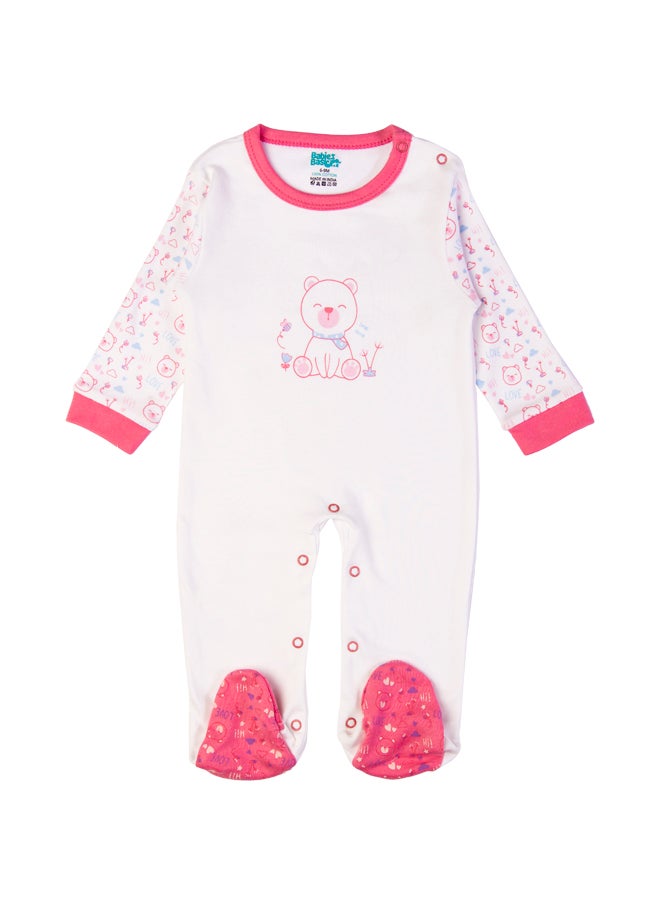 Babies Basic 5 Piece Unisex 100% Cotton Gift Set Include Bib, Romper, Mittens, Cap And Sleepsuit/Jumpsuit- Teddy  - Image 3