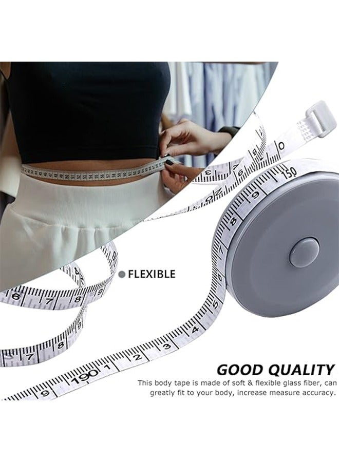 3Pack Premium Tape Measure for Body Fabric Measurement Retractable Soft Sewing Tape Measures for Cloth Tailor Knitting Craft Double Sided Scale Ruler for Weight Loss Mini tape measure Green/Blue/Pink - Image 4