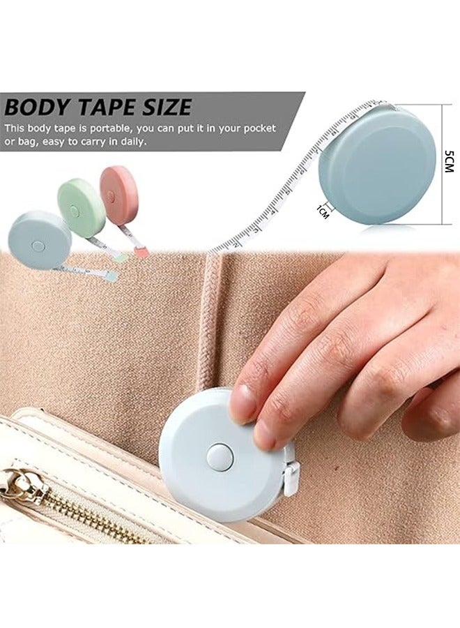 3Pack Premium Tape Measure for Body Fabric Measurement Retractable Soft Sewing Tape Measures for Cloth Tailor Knitting Craft Double Sided Scale Ruler for Weight Loss Mini tape measure Green/Blue/Pink - Image 2