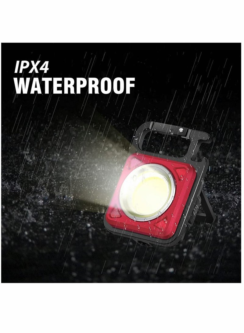 SYOSI Mini Keychain Led Flashlight, 800 Lumens Bright Cob Mini Flashlight, Keychain Light with Folding Bracket Bottle Opener Magnet, Portable Pocket Light for Camping Emergency Fishing, Red, Style A - Image 5