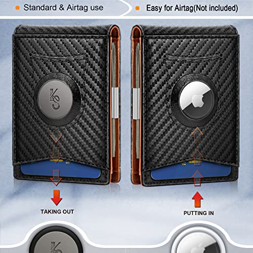 KEMISANT Mens Wallet For Airtag or Standard Use, Slim Front Pocket Wallet for Gift Men 11 Cards RFID Blocking - Image 2